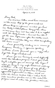 John Collins Letter (April 12, 1979)